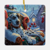 Dalmatische Hond Kerst Festiviteit Keramisch Ornament (Voorkant)