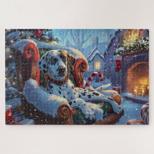 Dalmatische Hond Kerst Festiviteit Legpuzzel (Horizontaal)