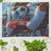 Dalmatische Hond Kerst Festiviteit Theedoek (Gevouwen)