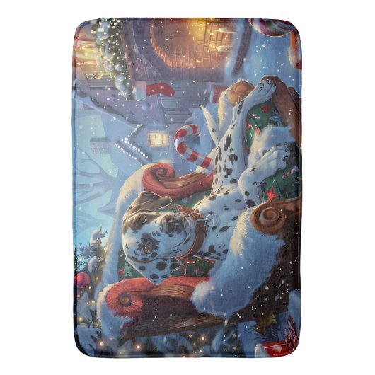 Dalmatische Hond Kerstfeest Badmat (Voorkant Verticaal)