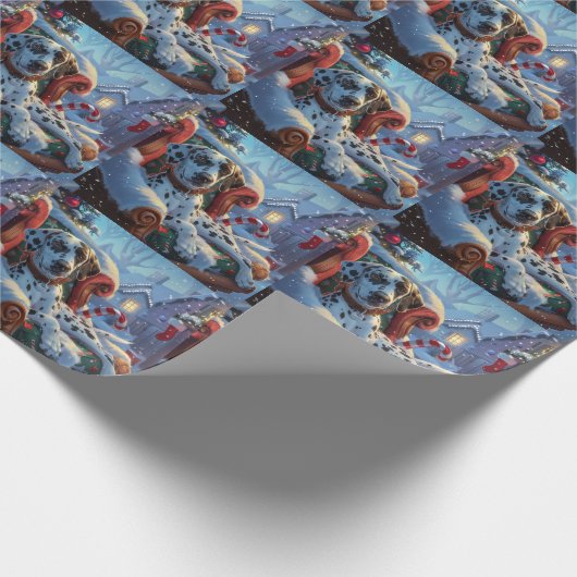 Dalmatische Hond Kerstfeest Cadeaupapier (Hoek)