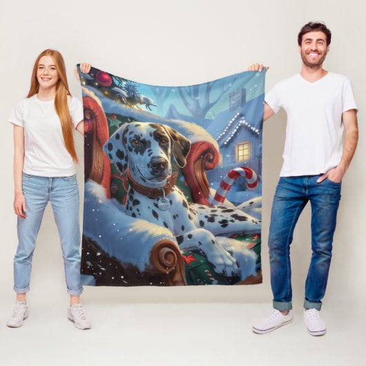 Dalmatische Hond Kerstfeest Fleece Deken (In situ)