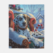 Dalmatische Hond Kerstfeest Fleece Deken (Voorkant)