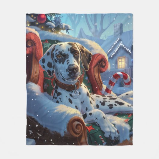 Dalmatische Hond Kerstfeest Fleece Deken (Voorkant)