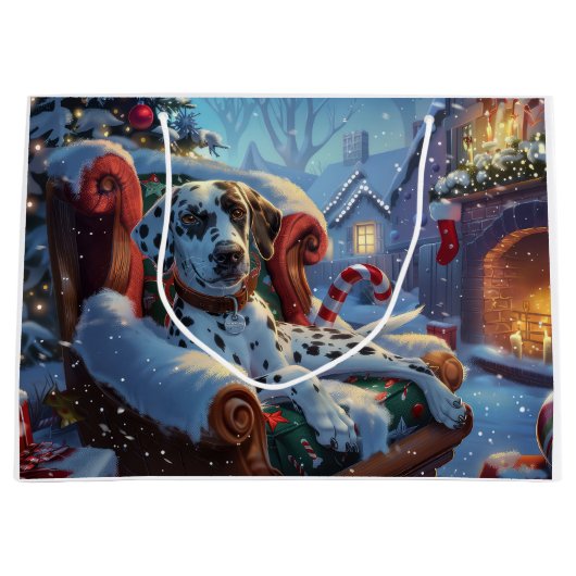 Dalmatische Hond Kerstfeest Groot Cadeauzakje (Voorkant)