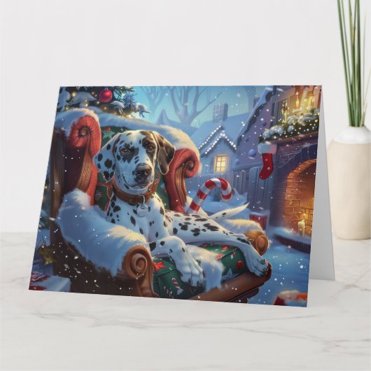 Dalmatische Hond Kerstfeest Kaart (Voorkant)