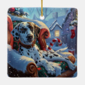 Dalmatische Hond Kerstfeest Keramisch Ornament (Achterkant)