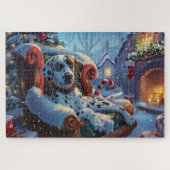 Dalmatische Hond Kerstfeest Legpuzzel (Horizontaal)