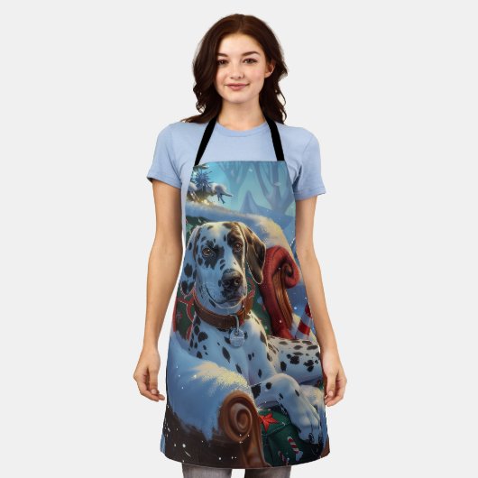 Dalmatische Hond Kerstfeest Schort (Gedragen)