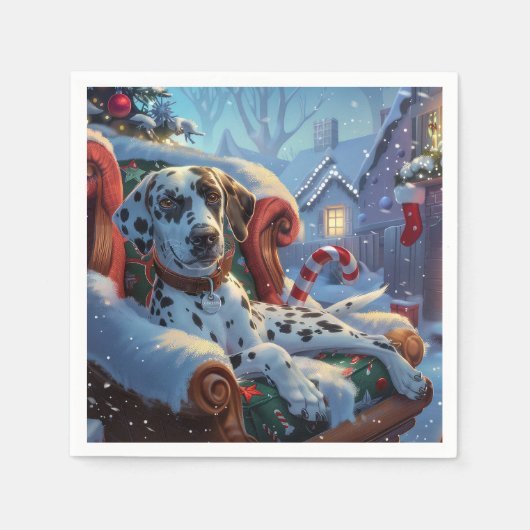 Dalmatische Hond Kerstfeest Servet (Voorkant)