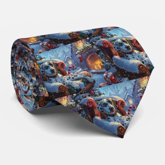 Dalmatische Hond Kerstfeest Stropdas (Opgerold)