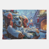 Dalmatische Hond Kerstfeest Theedoek (Horizontaal)