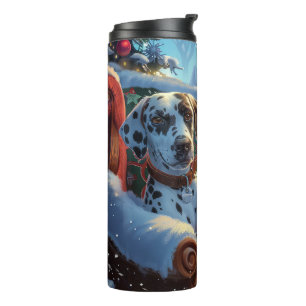 Dalmatische Hond Kerstfeest Thermosbeker
