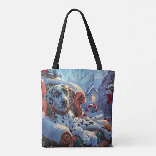 Dalmatische Hond Kerstfeest Tote Bag (Achterkant)