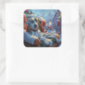 Dalmatische Hond Kerstfeest Vierkante Sticker (Tas)