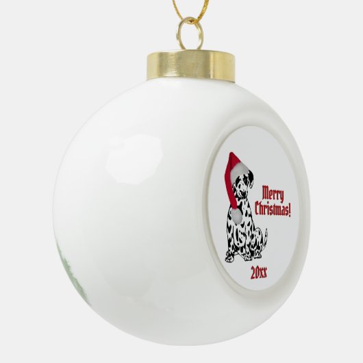 Dalmatische Hond Kous Pet Vrolijk Kerstjaar Keramische Bal Ornament (Links)