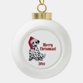 Dalmatische Hond Kous Pet Vrolijk Kerstjaar Keramische Bal Ornament (Voorkant)