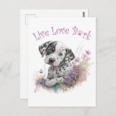 Dalmatische Hond Mam Bloemen Briefkaart (Voorkant / Achterkant)