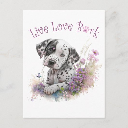 Dalmatische Hond Mam Bloemen Briefkaart (Voorkant)