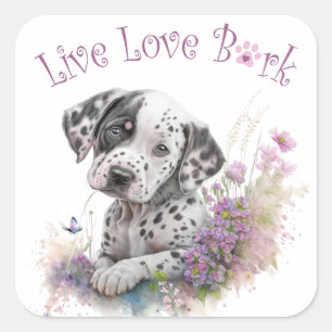 Dalmatische Hond Mam Bloemen Vierkante Sticker