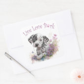 Dalmatische Hond Mam Bloemen Vierkante Sticker (Envelop)
