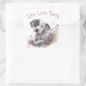 Dalmatische Hond Mam Bloemen Vierkante Sticker (Tas)