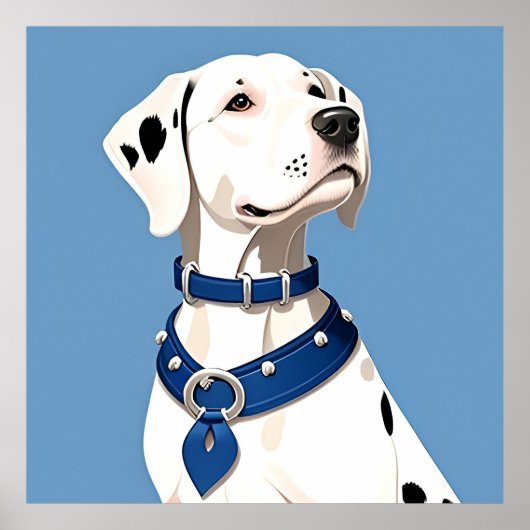 Dalmatische hond met blauwe halsband poster (Voorkant)