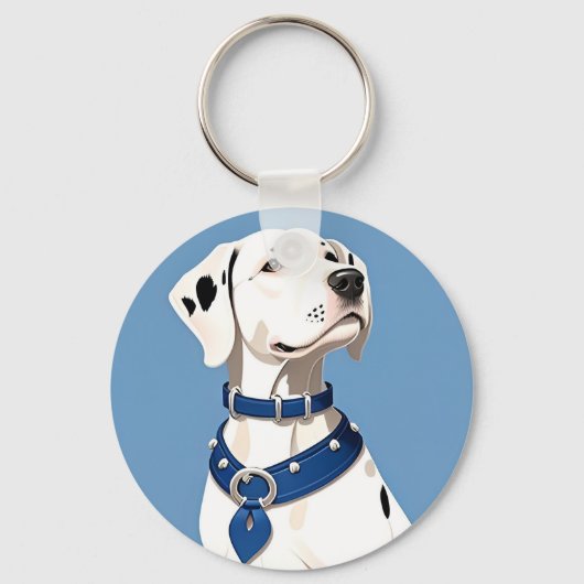Dalmatische hond met blauwe halsband sleutelhanger (Voorkant)