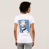 Dalmatische hond met blauwe halsband t-shirt (Achterkant volledig)