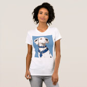 Dalmatische hond met blauwe halsband t-shirt (Voorkant volledig)