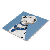 Dalmatische hond met blauwe halsband tegeltje (Zijkant)