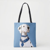 Dalmatische hond met blauwe halsband tote bag (Voorkant)