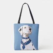 Dalmatische hond met blauwe halsband tote bag (Achterkant)