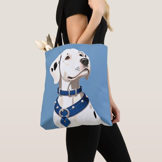 Dalmatische hond met blauwe halsband tote bag (Dichtbij)