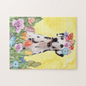 Dalmatische Hond met Bloemen Lente Legpuzzel (Horizontaal)
