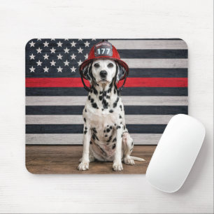 Dalmatische hond met brandweerhelm muismat