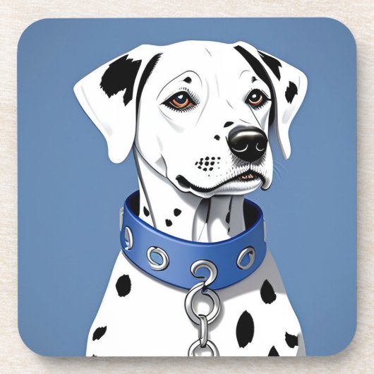 Dalmatische hond met een blauwe halsband bier onderzetter (Voorkant)