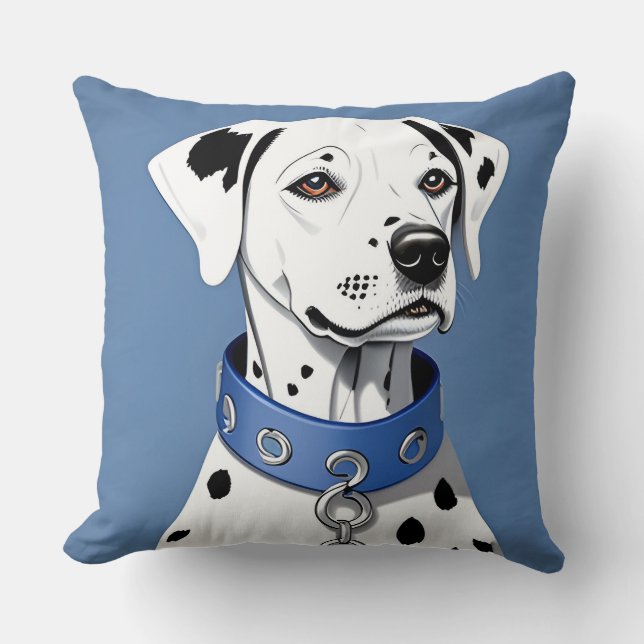 Dalmatische hond met een blauwe halsband kussen (Voorkant)