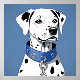 Dalmatische hond met een blauwe halsband poster