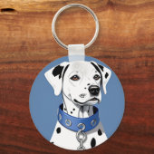 Dalmatische hond met een blauwe halsband sleutelhanger (Achterkant)