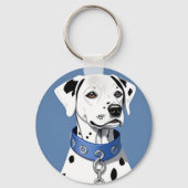 Dalmatische hond met een blauwe halsband sleutelhanger (Achterkant)