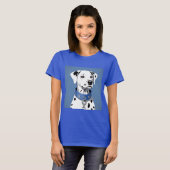 Dalmatische hond met een blauwe halsband t-shirt (Voorkant volledig)