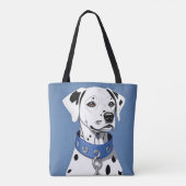 Dalmatische hond met een blauwe halsband tote bag (Achterkant)