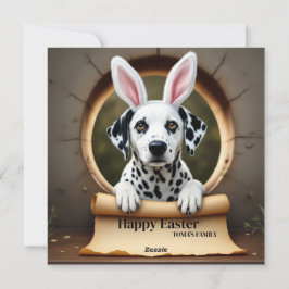 Dalmatische hond - met familienaam feestdagenkaart