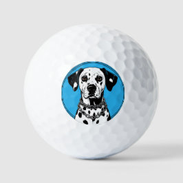Dalmatische hond met halsband golfballen