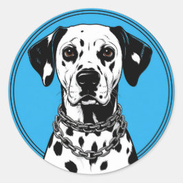 Dalmatische hond met halsband ronde sticker