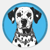 Dalmatische hond met halsband ronde sticker (Voorkant)