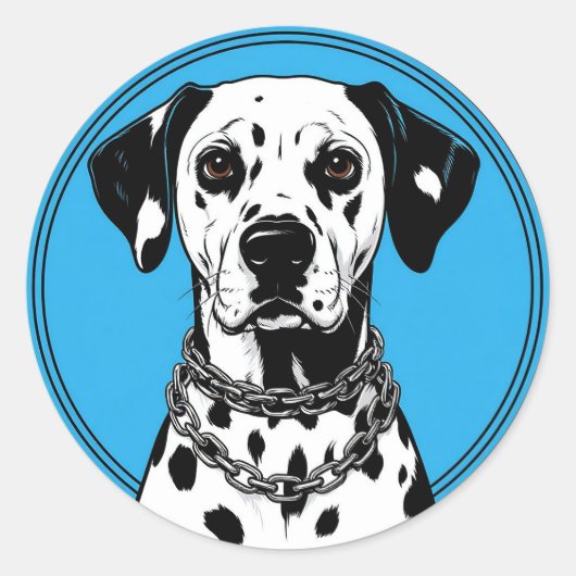 Dalmatische hond met halsband ronde sticker (Voorkant)