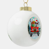 Dalmatische hond met kerstcadeaus keramische bal ornament (Links)