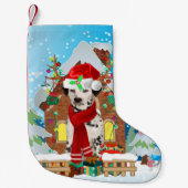 Dalmatische hond met kerstcadeaus kleine kerstsok (Voorkant)